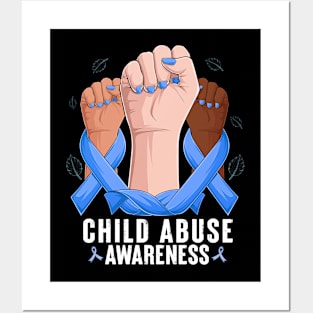 Child Abuse Prevention Awareness Month Blue Ribbon gift idea Posters and Art